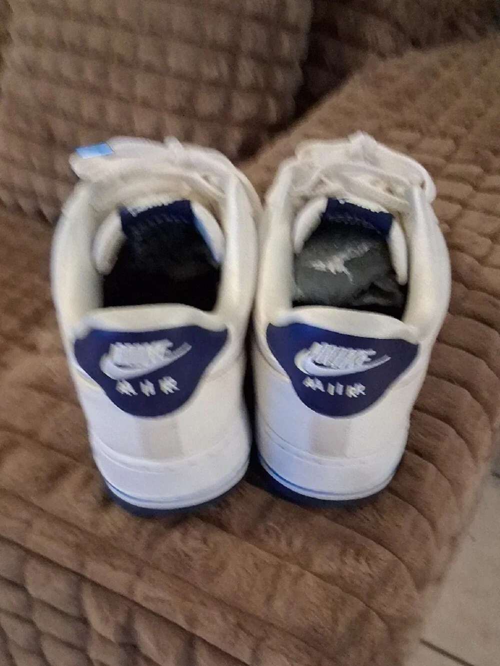 Nike White and Blue Low-Top Sneakers